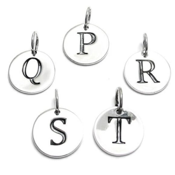 CLASSIC STERLING SILVER INITIAL ON A DISK CHARM - Picture 4 of 6